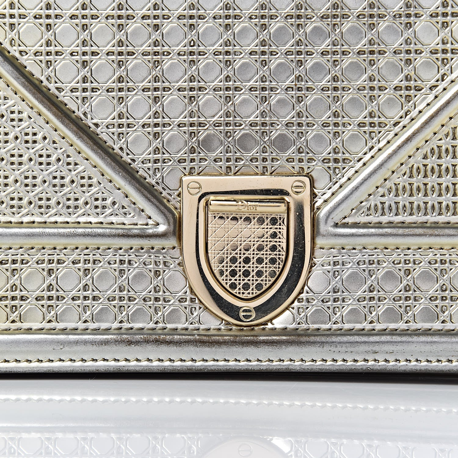 Christian Dior Metallic Patent Micro-Cannage Mini Diorama Flap Bag Gold 12 of 12
