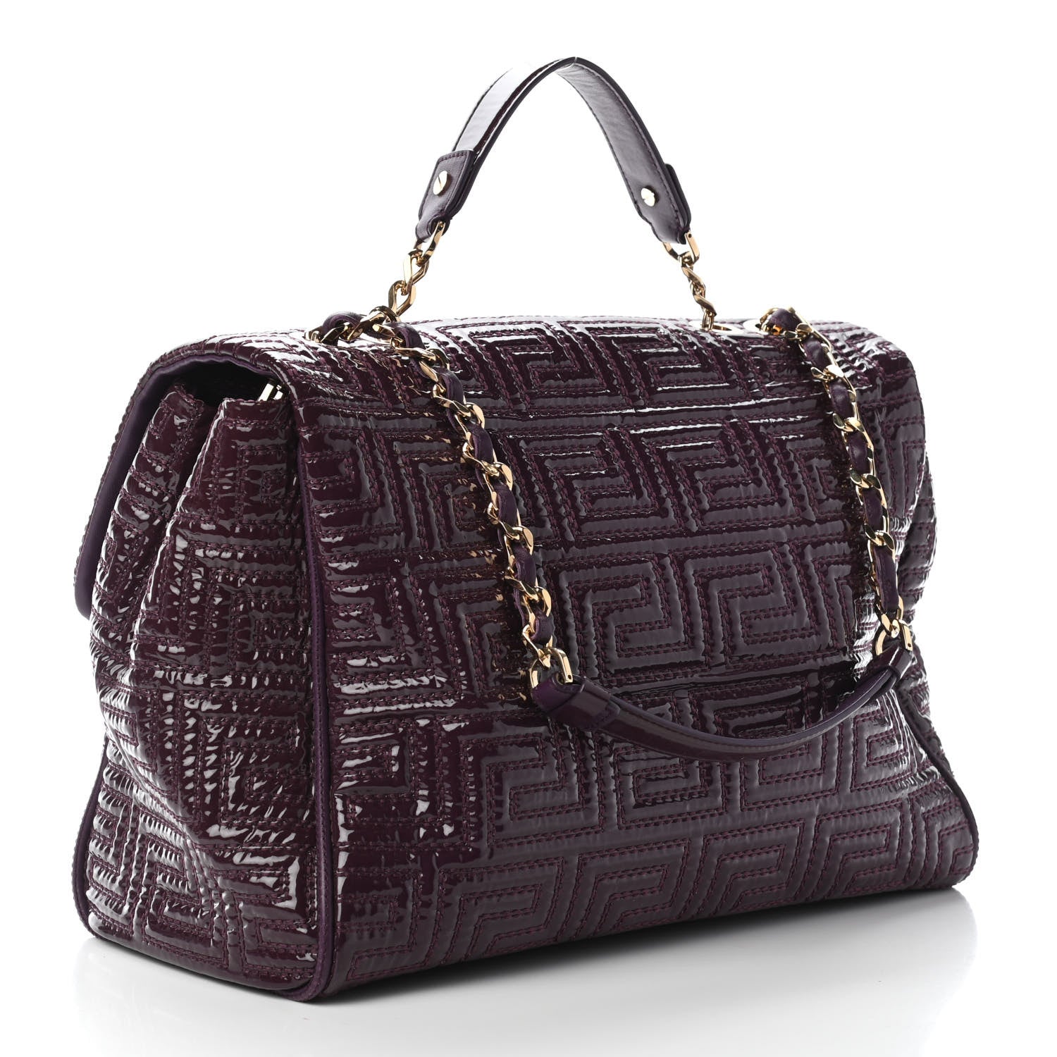 Versace Patent Borsa Couture Shoulder Bag Purple 2 of 7