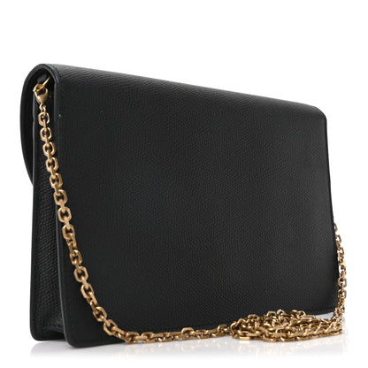 Christian Dior Grained Calfskin Saddle Chain Pouch Black 3 of 9