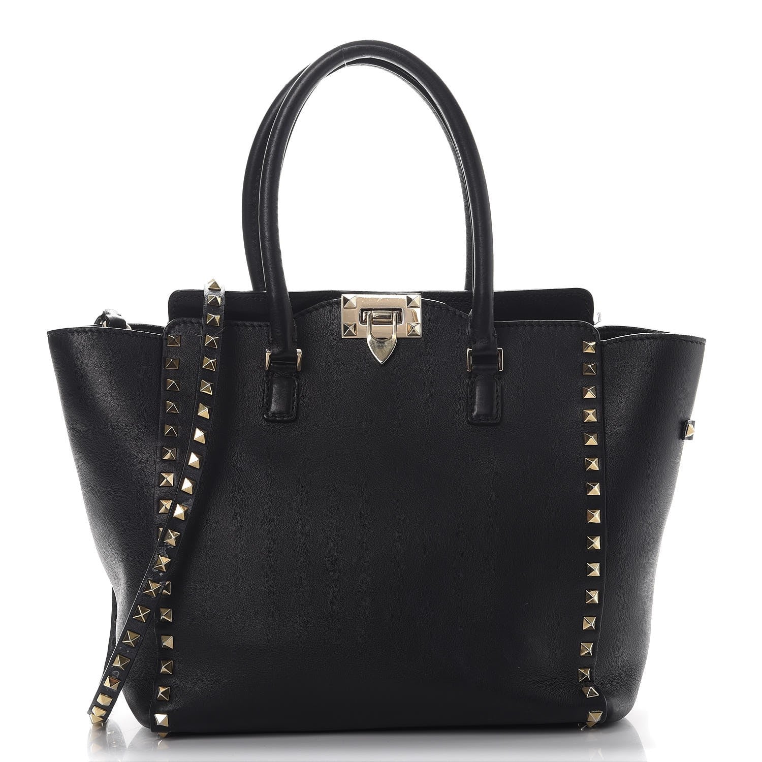 Valentino Garavani Vitello Rockstud Double Handle Tote Black 1 of 17