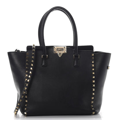 Valentino Garavani Vitello Rockstud Double Handle Tote Black 1 of 17