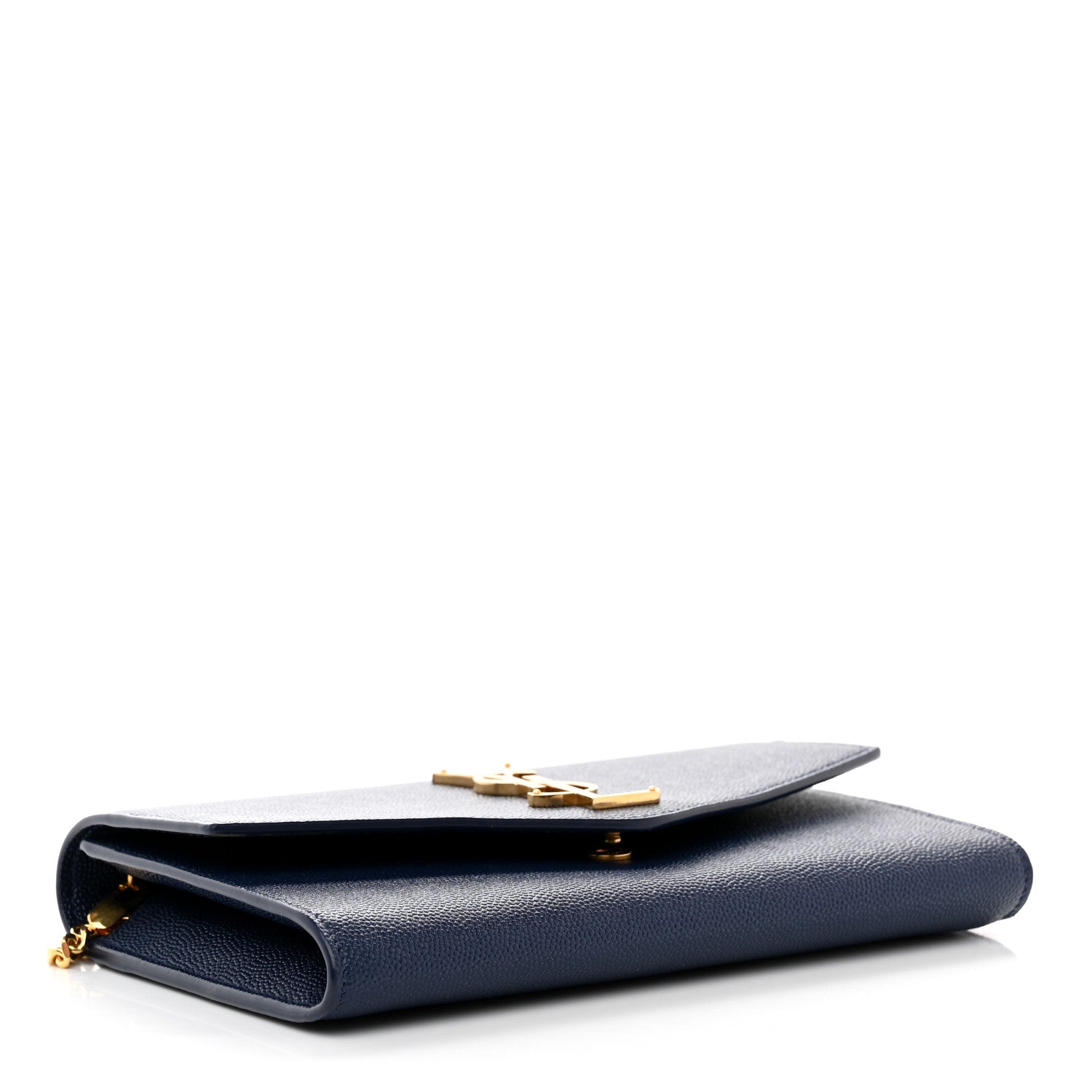 Saint Laurent Grain De Poudre Monogram Uptown Chain Wallet Blue Charron 4 of 8