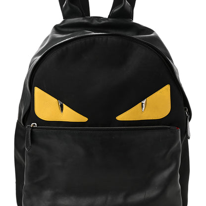 Fendi Nylon Vitello Liberty Vitello Dolce Monster Eyes Rounded Backpack Black Sunflower 9 of 15