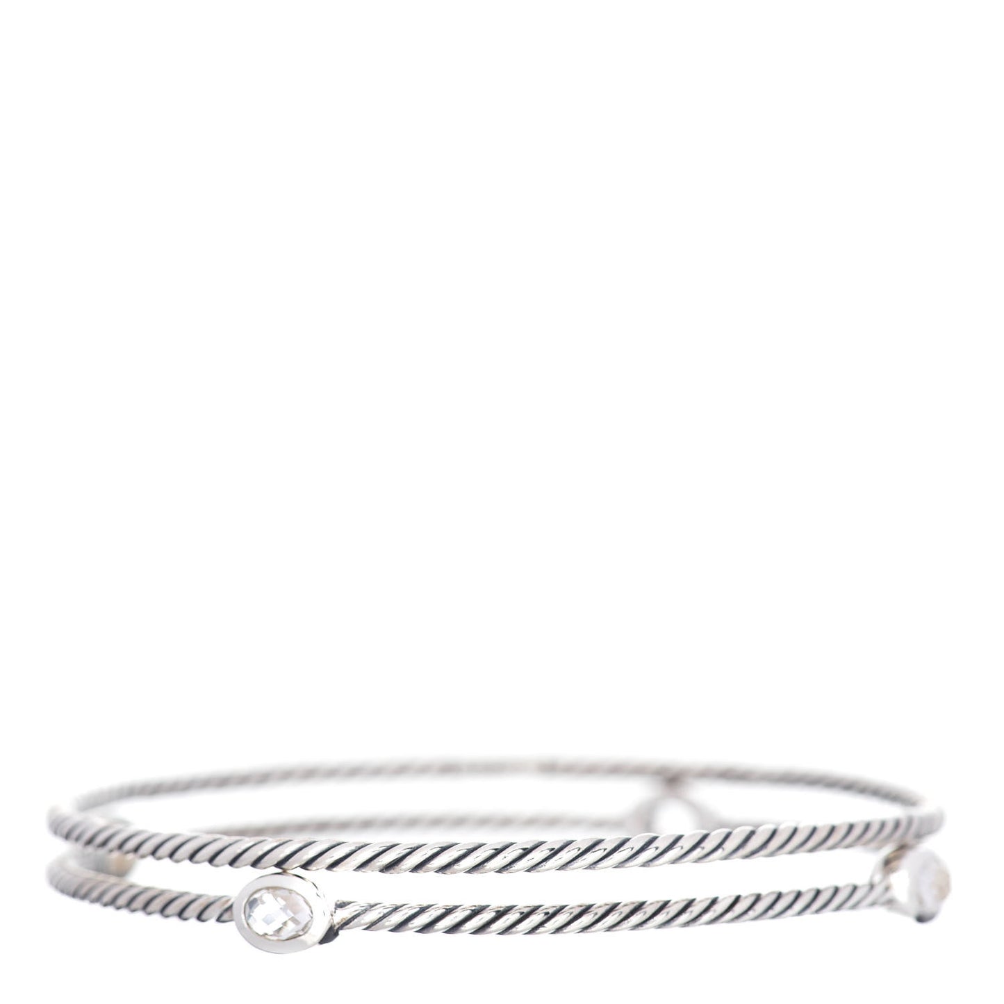 Sterling Silver Crystal Color Classics Cable Bangle Bracelet Set of 2