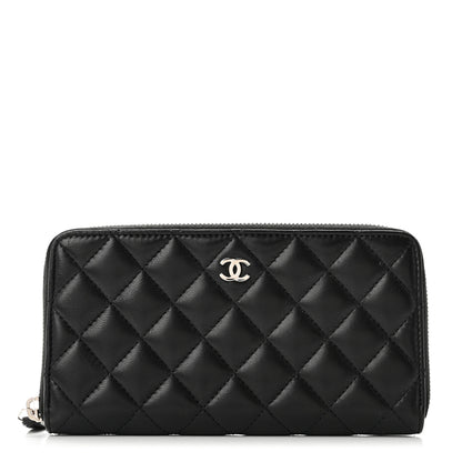 Chanel Lambskin Quilted Large Gusset Zip Around Wallet Black 1 of 8