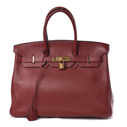 Hermes Taurillon Clemence Birkin 35 Rouge H 1 of 37