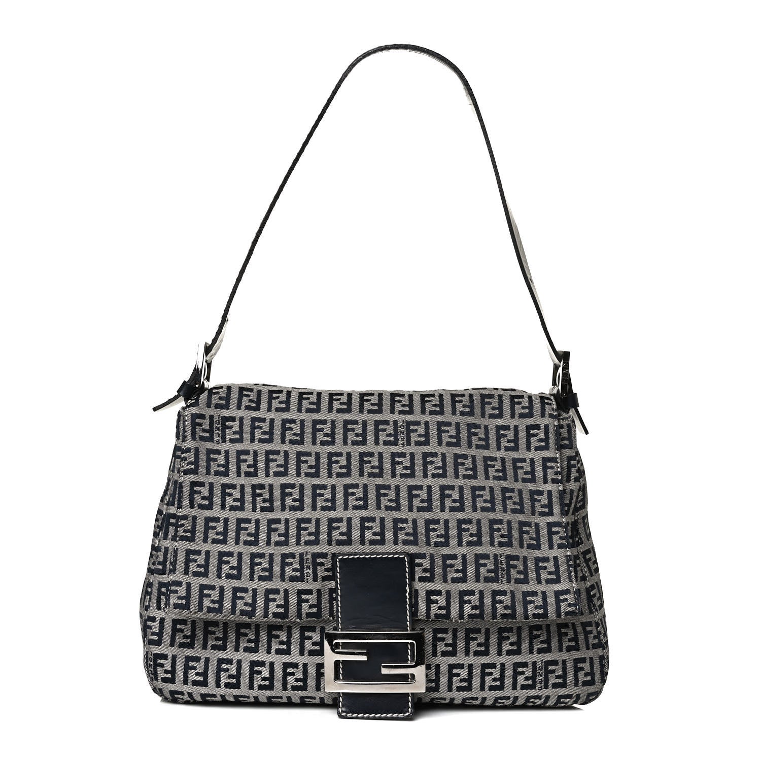 Fendi Zucchino Mama Baguette Navy 1 of 17