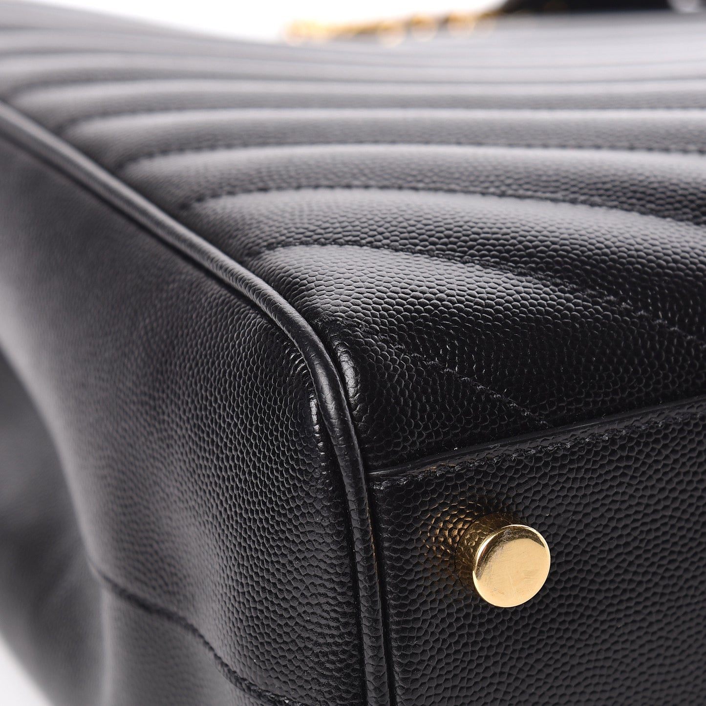 Grain De Poudre Matelasse Chevron Monogram Shopping Bag Black