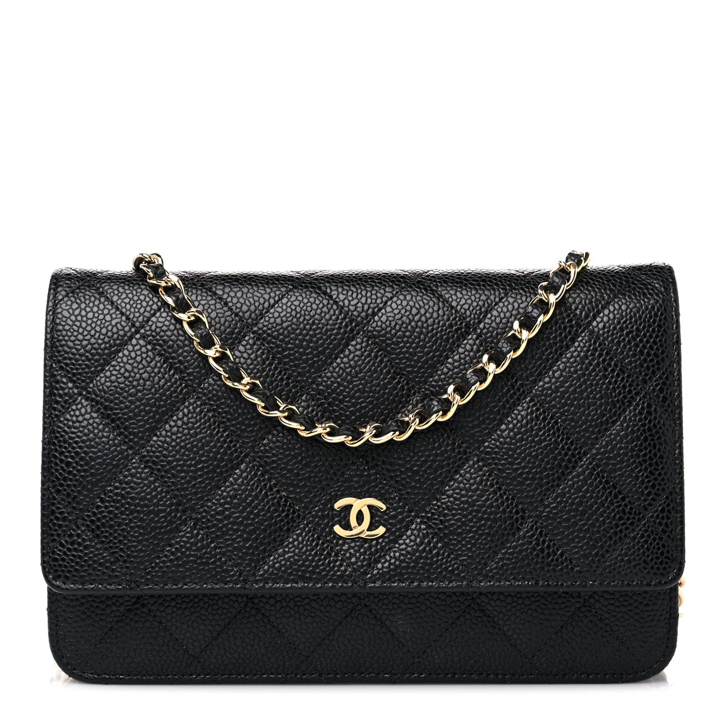 Caviar Quilted Wallet on Chain WOC Black