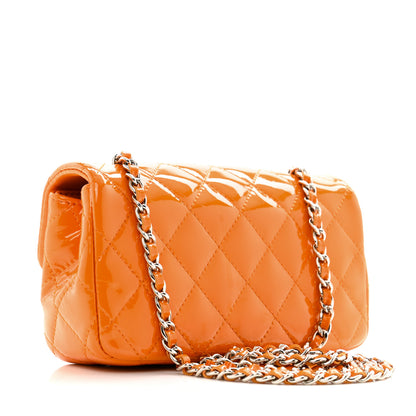 Chanel Patent Quilted Extra Mini Rectangular Flap Orange 3 of 13
