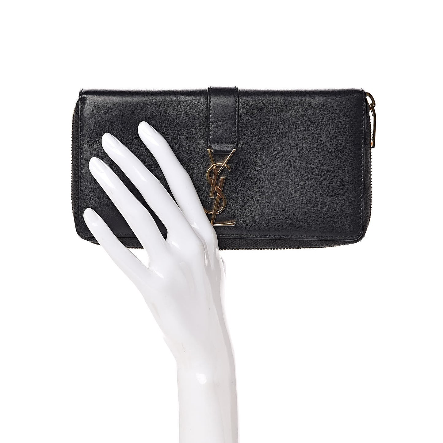 Calfskin Monogram Zip Around Wallet Black