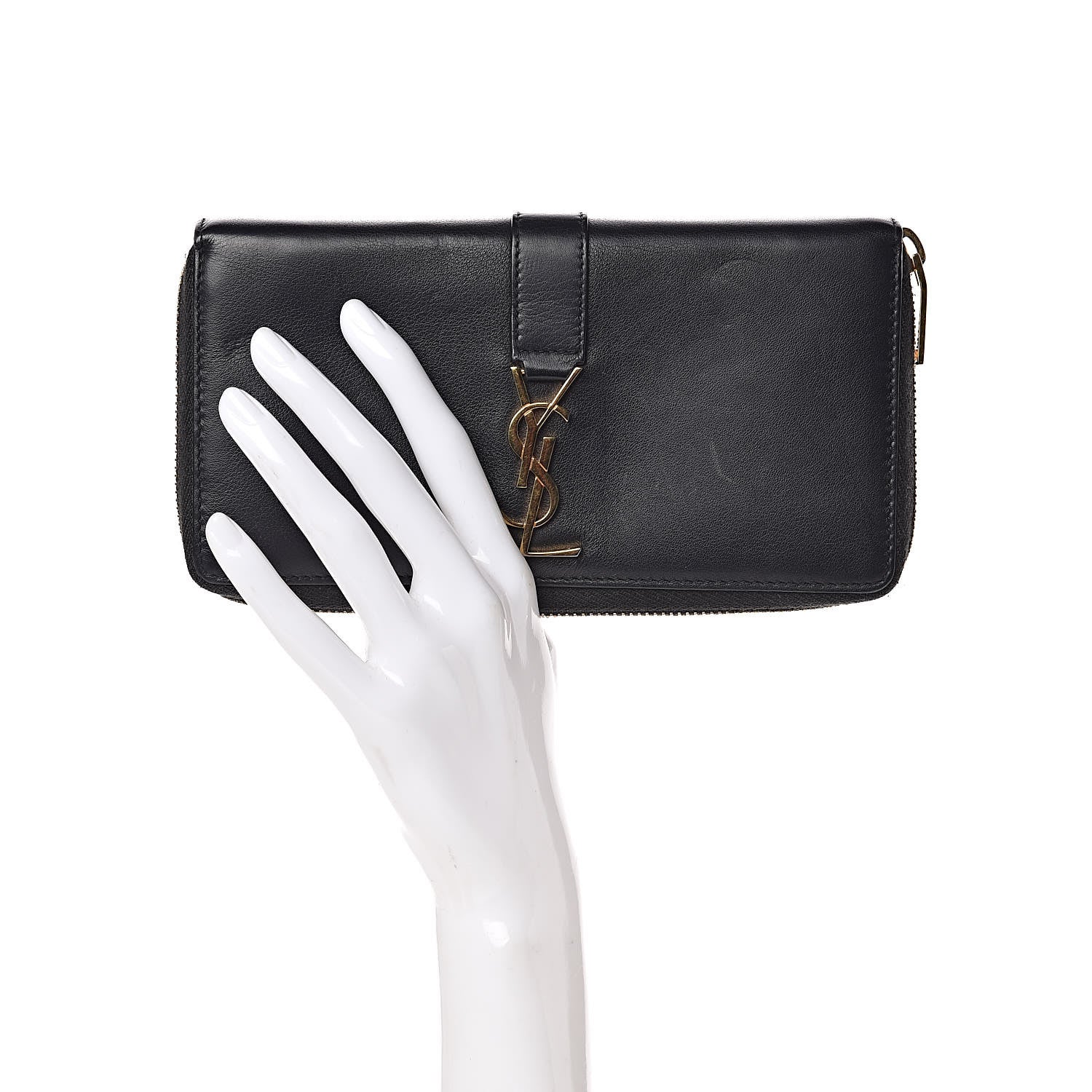Saint Laurent Calfskin Monogram Zip Around Wallet Black 2 of 8