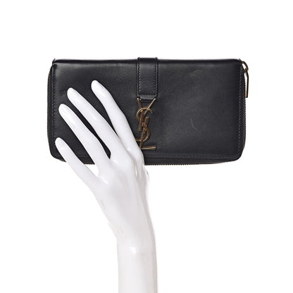 Saint Laurent Calfskin Monogram Zip Around Wallet Black 2 of 8
