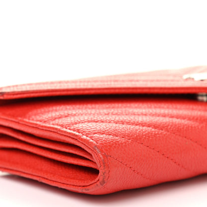 Chanel Caviar Chevron Quilted Wallet Red 9 of 16