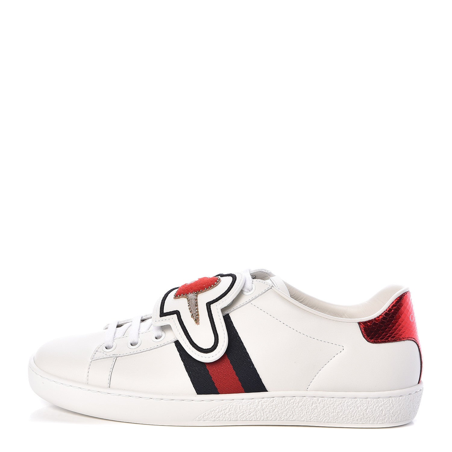 Gucci Calfskin Ayers Web Dagger Embroidered Womens Ace Sneakers 37 White 1 of 11