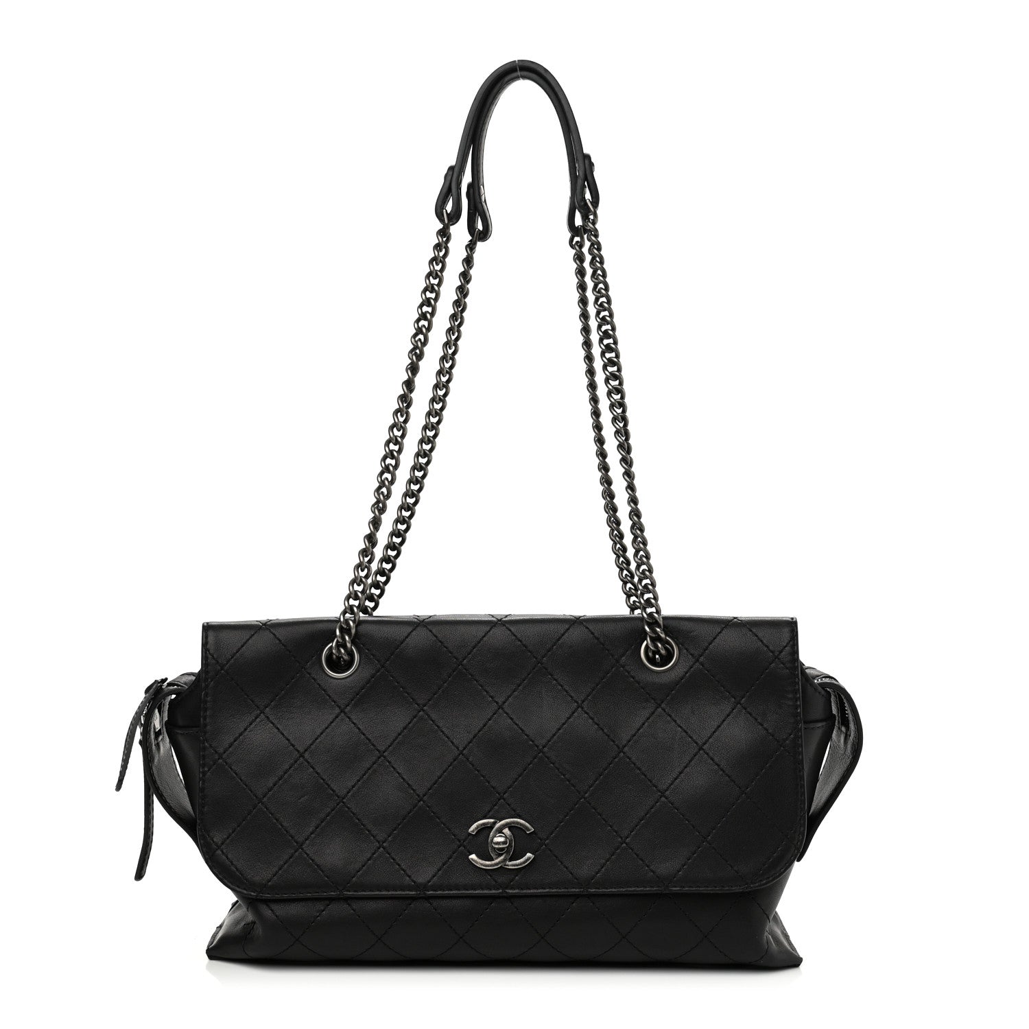 Chanel Calfskin Stitched Paris In Rome Shoulder Bag Black 1 of 10