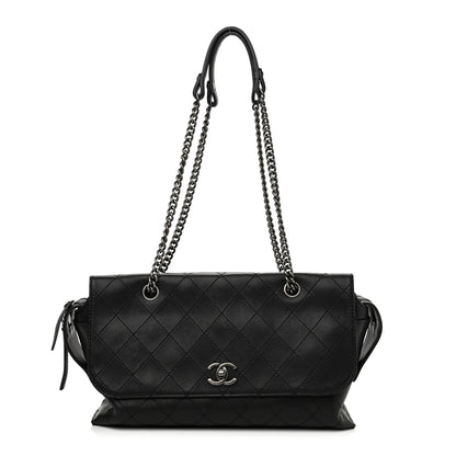 Chanel Calfskin Stitched Paris In Rome Shoulder Bag Black 1 of 10