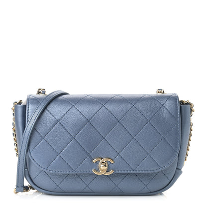 Chanel Metallic Goatskin Stitched Casual Trip Single Flap Blue 1 of 8