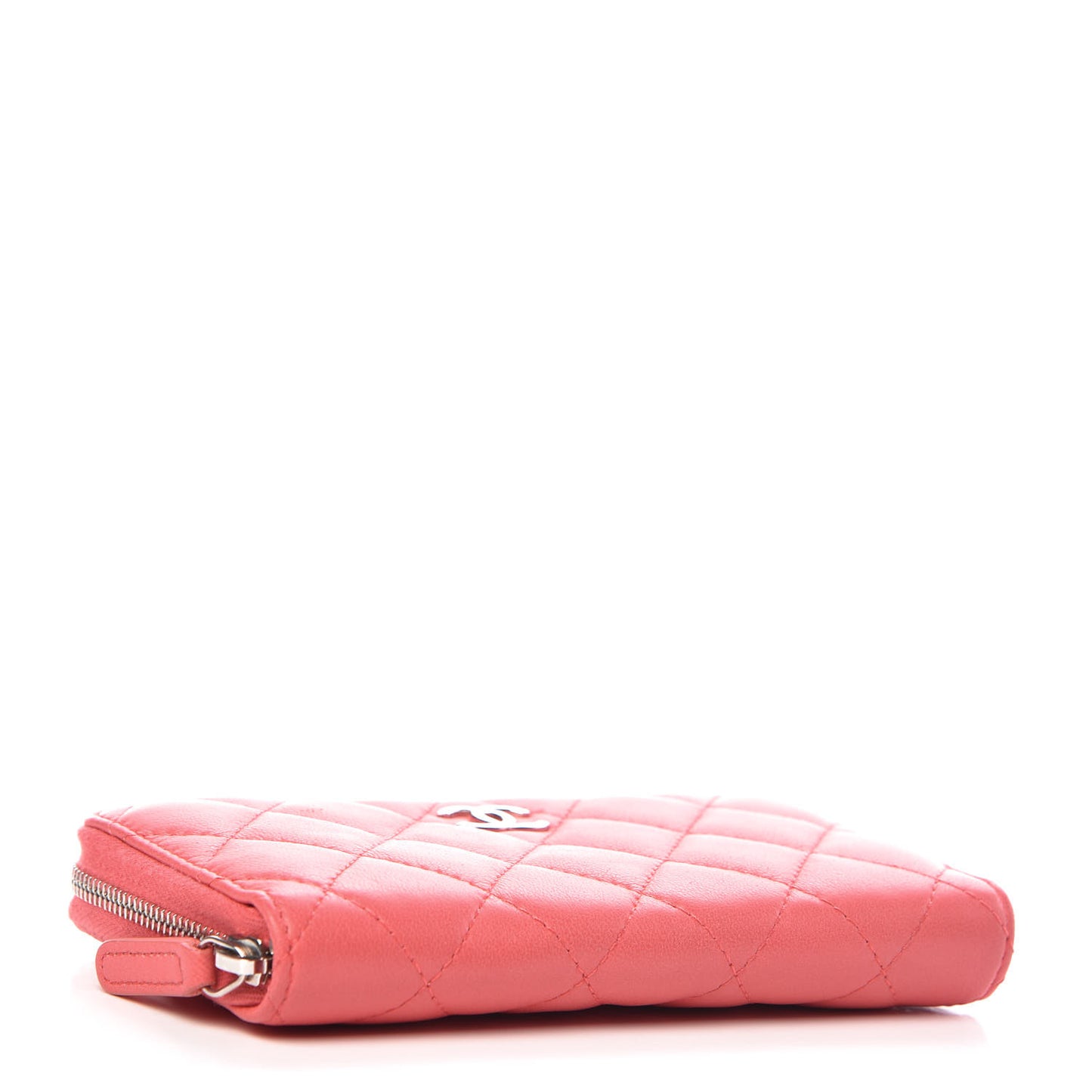 Lambskin Quilted Small Zip Around Wallet Pink