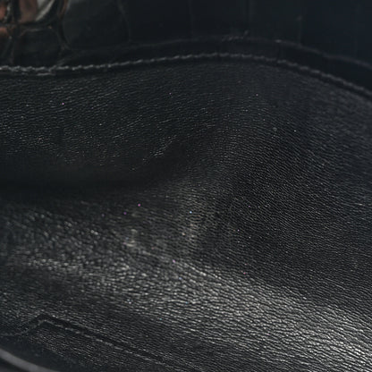 Hermes Shiny Porosus Crocodile Kelly Cut Pochette Black 8 of 10