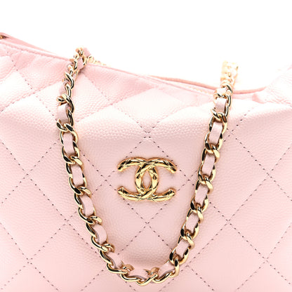 Chanel Shiny Caviar Hobo Clutch With Chain Light Pink 8 of 10