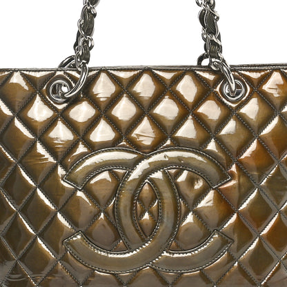 Chanel Patent Quilted Grand Shopping Tote GST Dark Grey 8 of 10