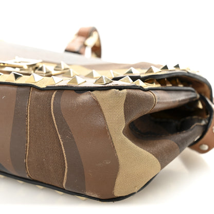 Valentino Garavani Nappa Canvas Camouflage Mini Rockstud Flap Saddle Crossbody Bag Beige Multicolor 9 of 12