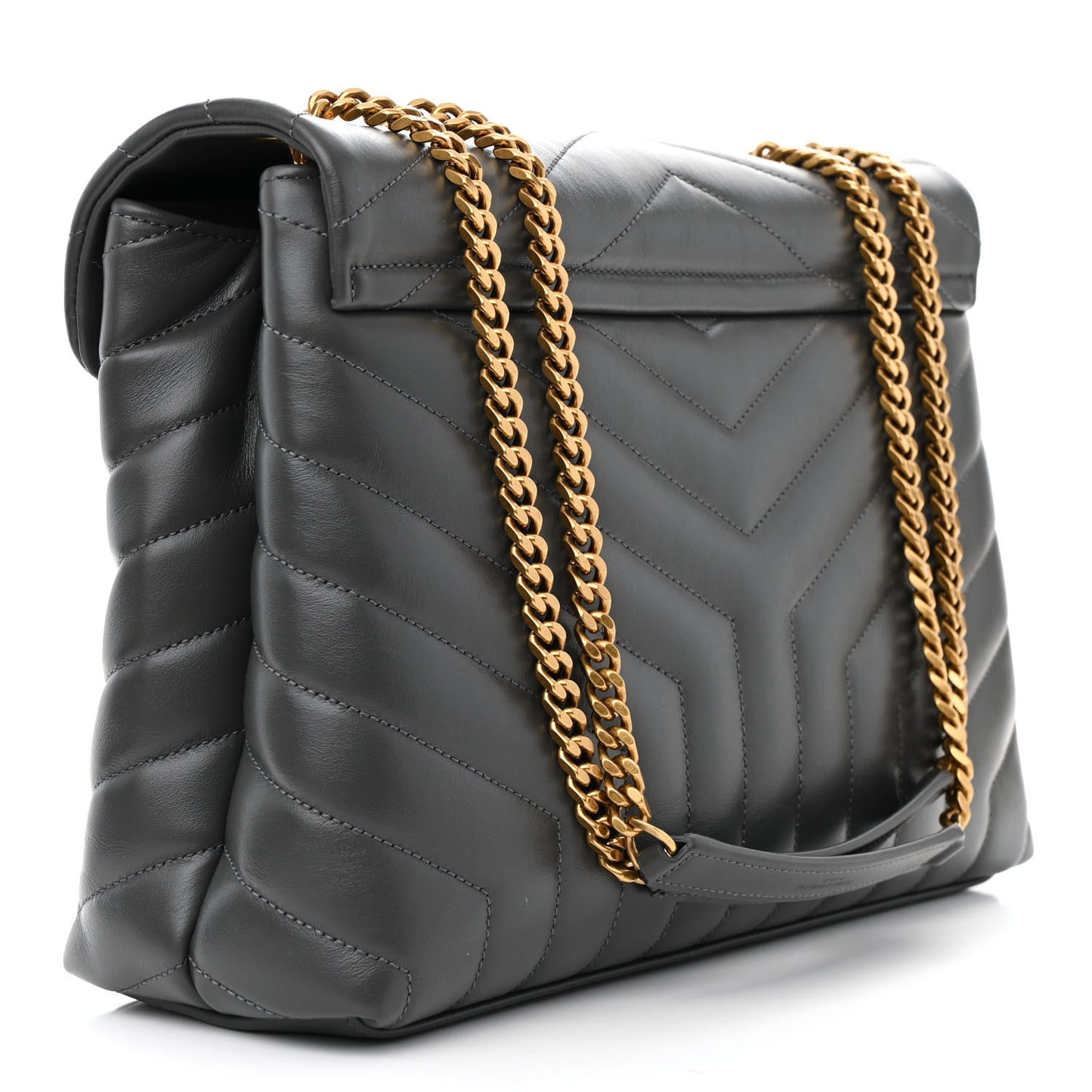 Calfskin Y Quilted Monogram Medium Loulou Chain Satchel Pebble