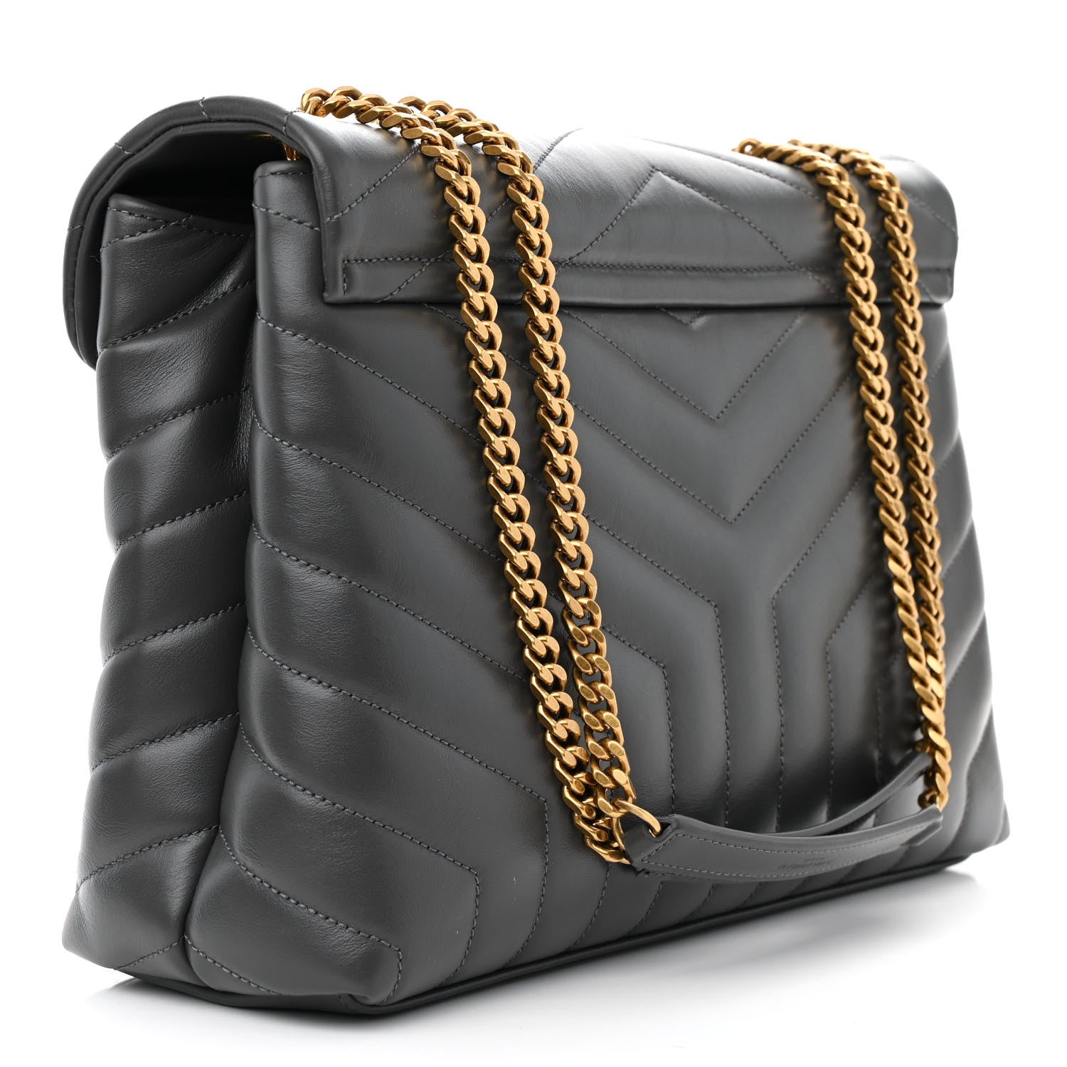 Saint Laurent Calfskin Y Quilted Monogram Medium Loulou Chain Satchel Pebble 3 of 13