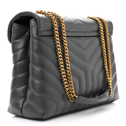 Saint Laurent Calfskin Y Quilted Monogram Medium Loulou Chain Satchel Pebble 3 of 13