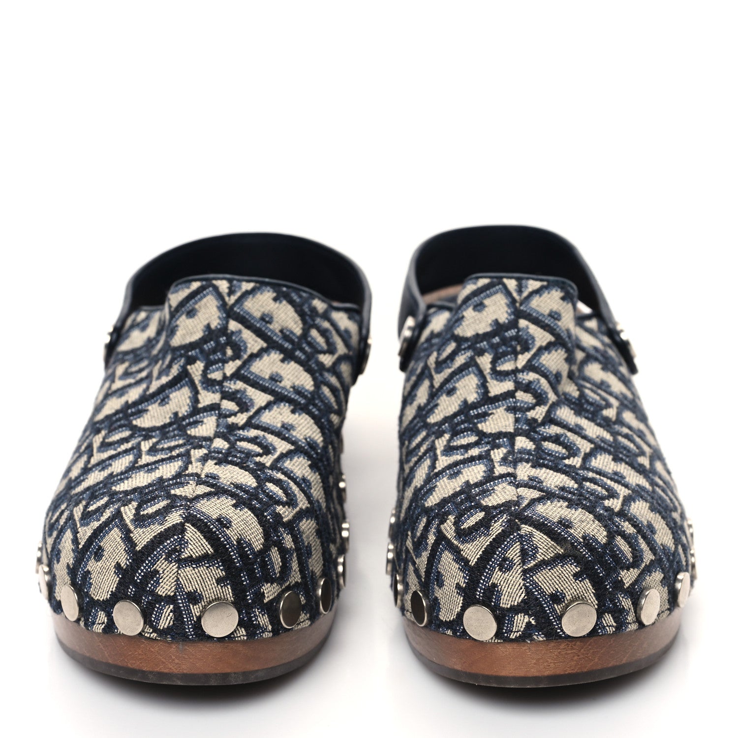 Christian Dior Canvas Oblique Diorquake 20mm Slingback Clogs 38 Deep Blue 2 of 9