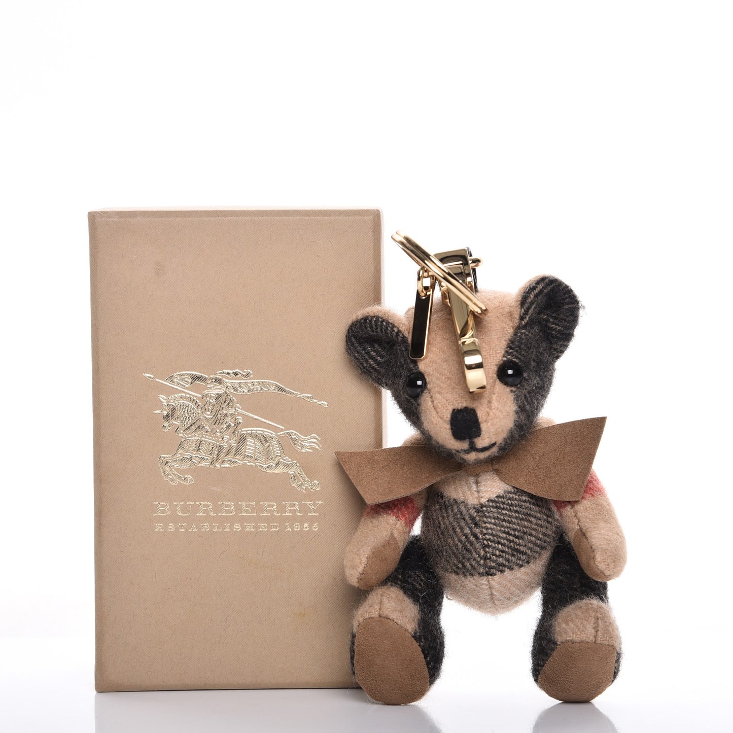 Cashmere House Check Thomas Bear Bag Charm Camel Gold