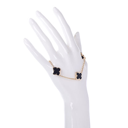 Van Cleef & Arpels 18K Yellow Gold Black Onyx 4 Motifs Pure Alhambra Bracelet 2 of 6