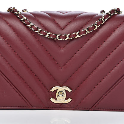 Chanel Calfskin Chevron Quilted Mini Statement Flap Burgundy 11 of 11