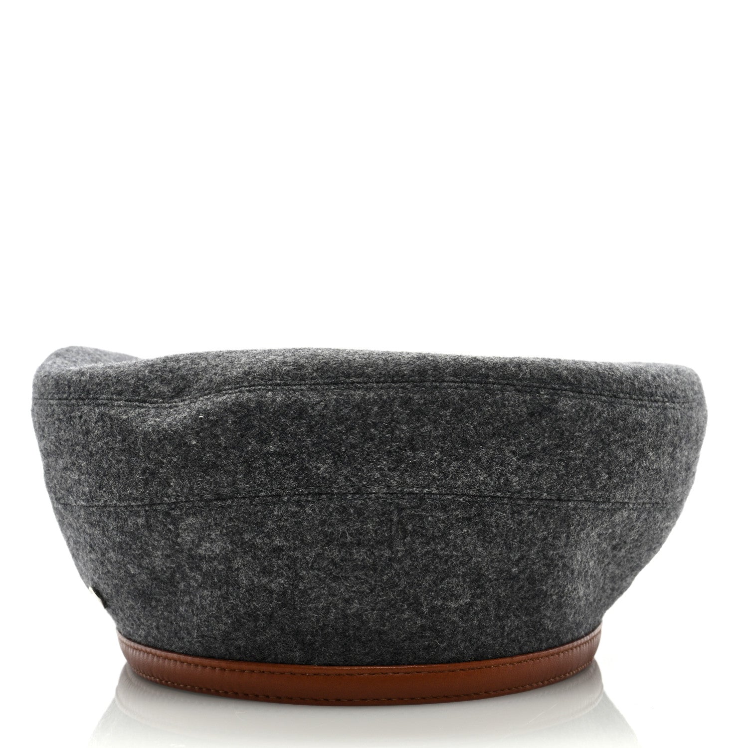 Hermes Cashmere Lambskin Femme Saint Honore Beret 56 Gris Flanelle Cognac 2 of 7