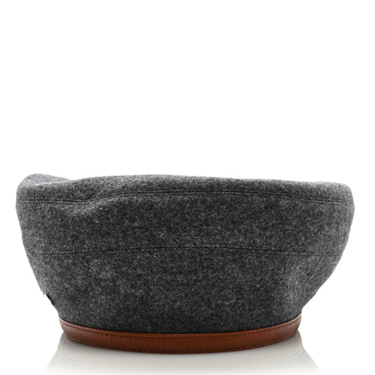 Hermes Cashmere Lambskin Femme Saint Honore Beret 56 Gris Flanelle Cognac 2 of 7