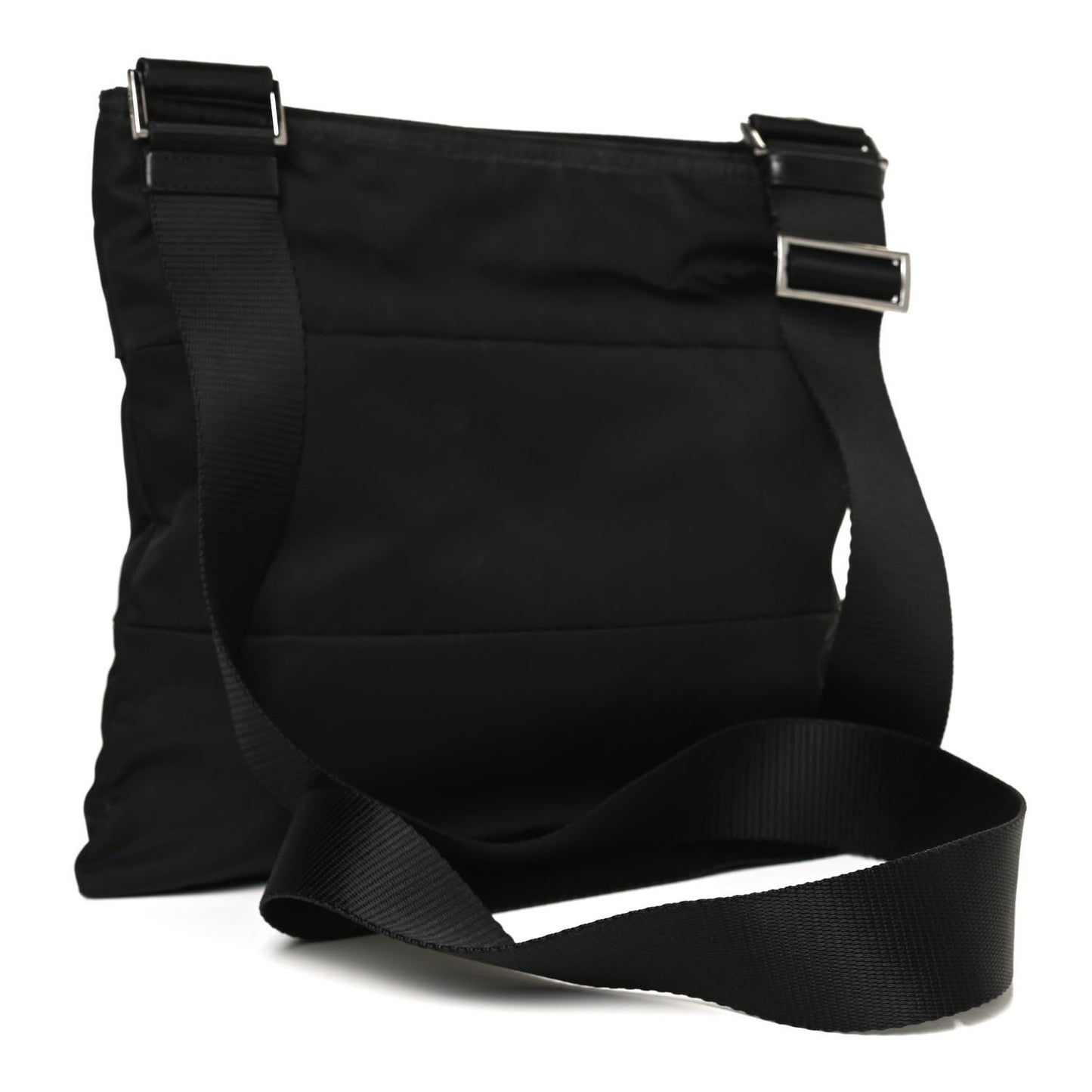 Tessuto Nylon Saffiano Flat Messenger Bag Black