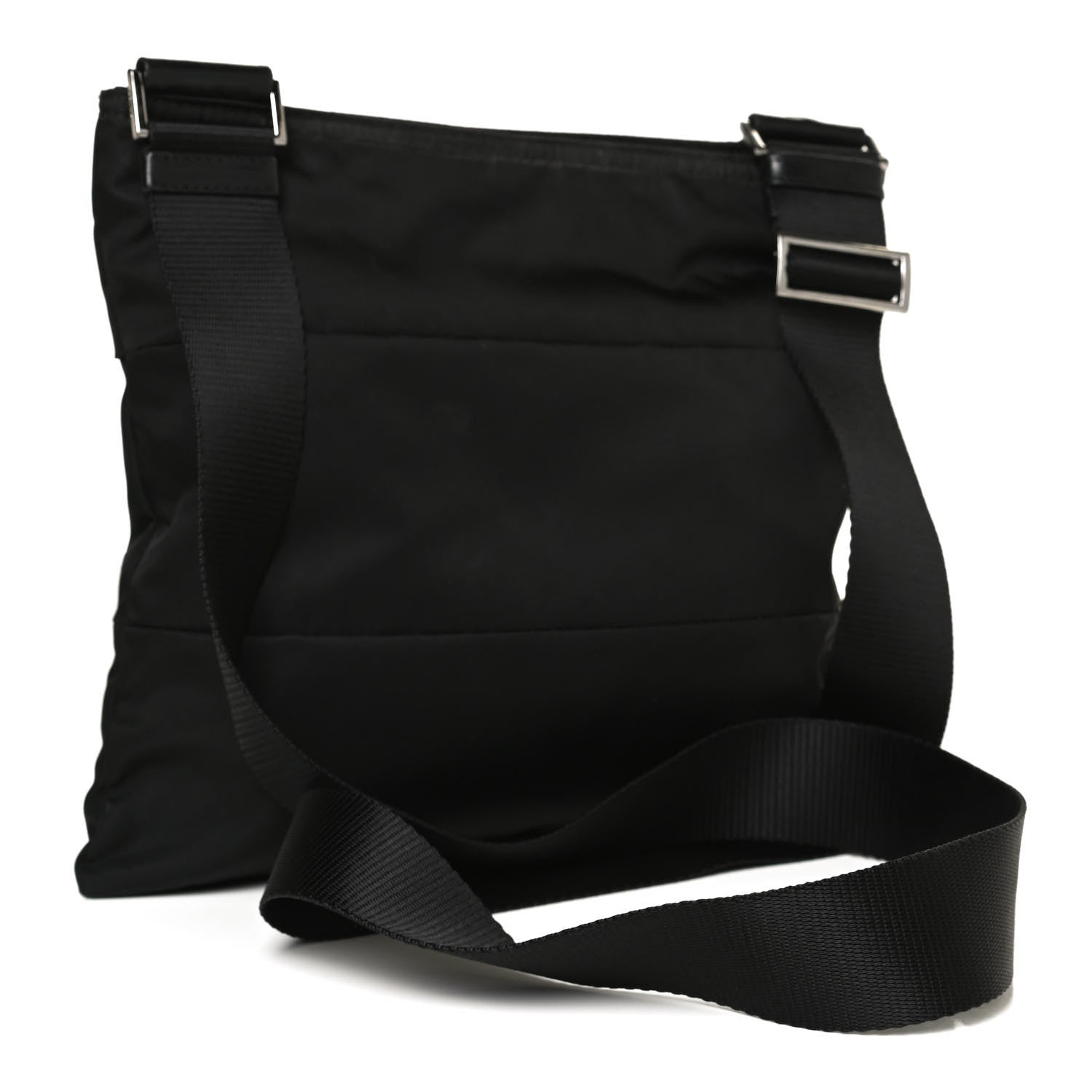 Prada Tessuto Nylon Saffiano Flat Messenger Bag Black 3 of 12
