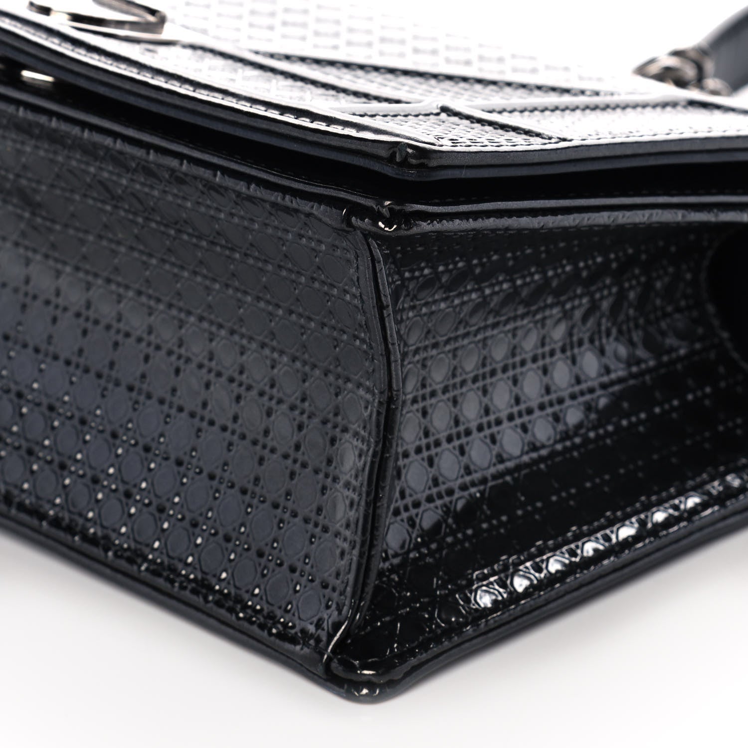 Christian Dior Metallic Patent Micro-Cannage Small Diorama Flap Bag Onyx Black 9 of 11