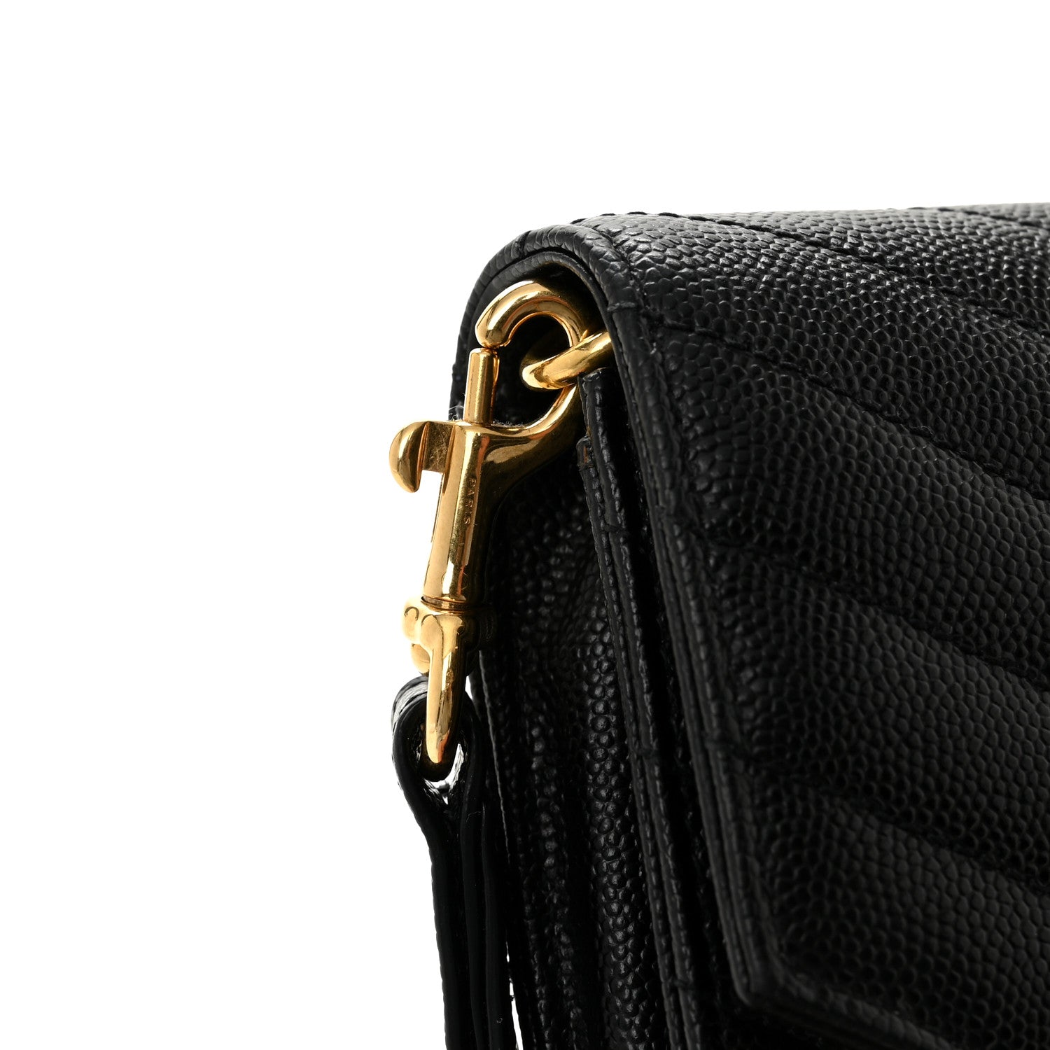 Saint Laurent Grain De Poudre Matelasse Chevron Monogram Envelope Clutch Black 9 of 9