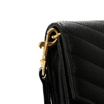 Saint Laurent Grain De Poudre Matelasse Chevron Monogram Envelope Clutch Black 9 of 9