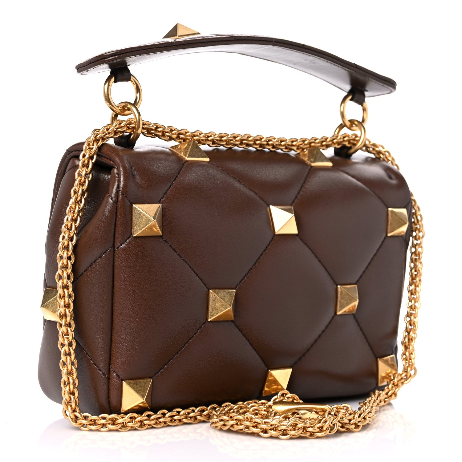 Valentino Garavani Nappa Medium Roman Stud Shoulder Bag Teak Brown 3 of 10