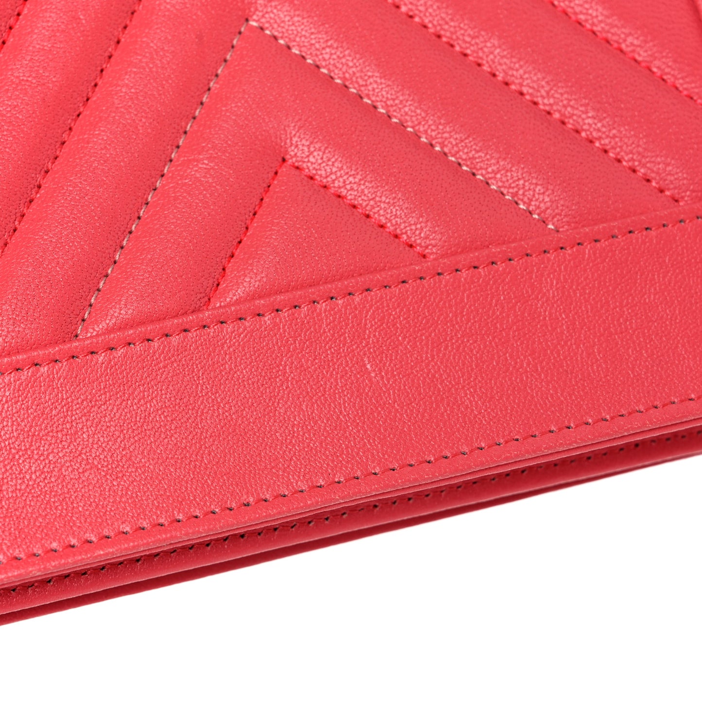 Chevron Quilted Vintage Mademoiselle Wallet On Chain WOC Dark Pink
