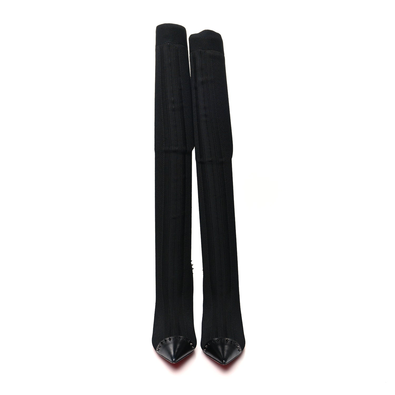 Christian Louboutin Shiny Nappa Maille Tricot Souricette 100 Over The Knee Boots 42 Black 2 of 7