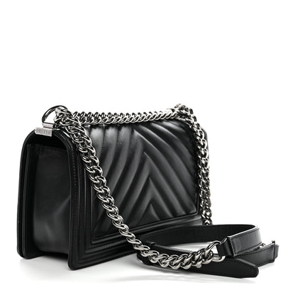 Chanel Calfskin Chevron Quilted Medium Boy Flap Black 3 of 11