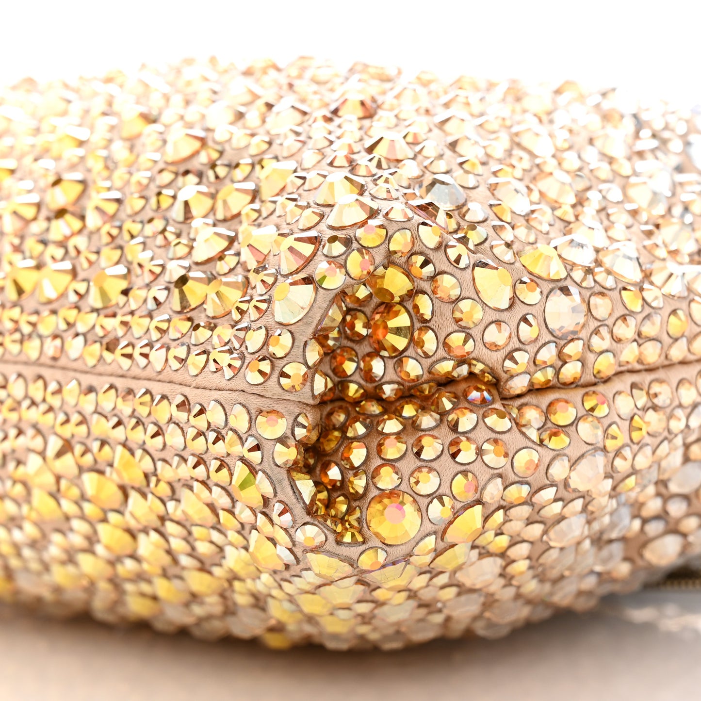 Satin Crystal Embellished Callie Tasseled Clutch Gold