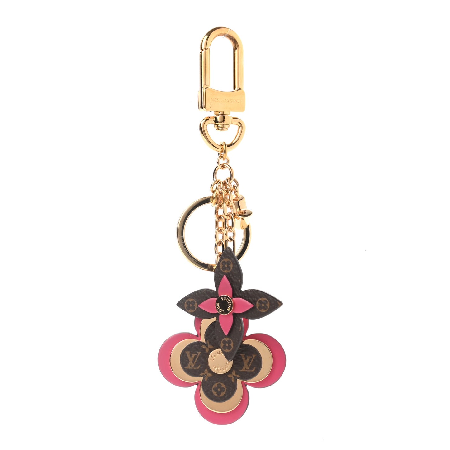 Monogram Blooming Flowers Bag Charm Key Holder Brown