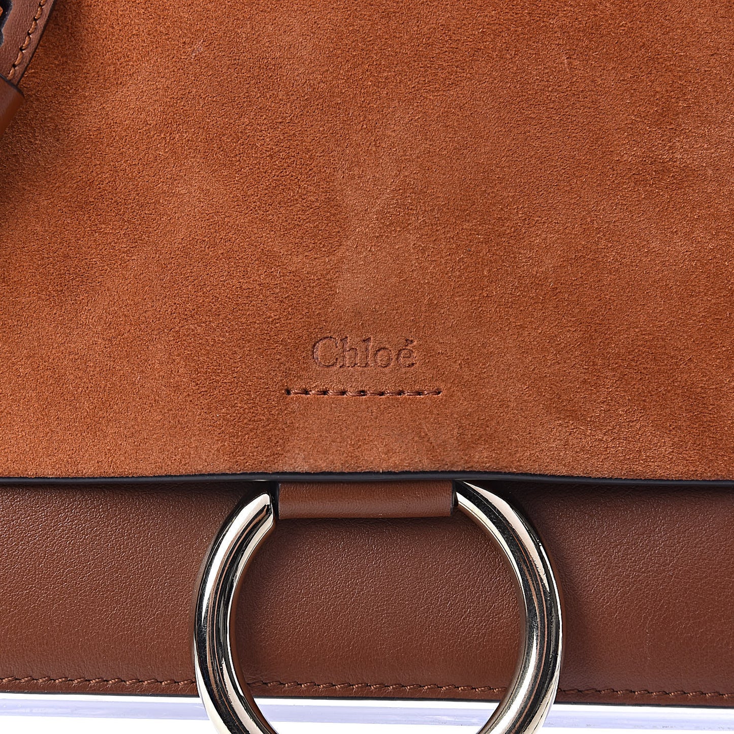Suede Calfskin Small Faye Shoulder Bag Tobacco