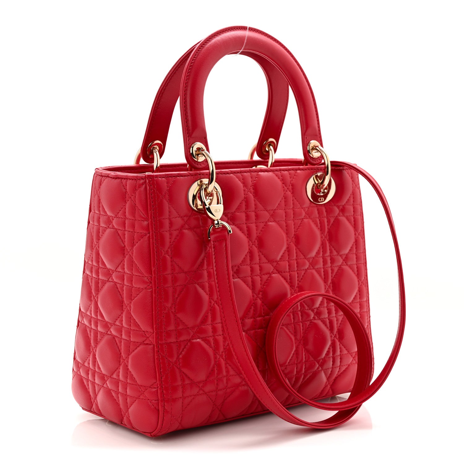 Christian Dior Lambskin Cannage Medium Lady Dior Red 3 of 10