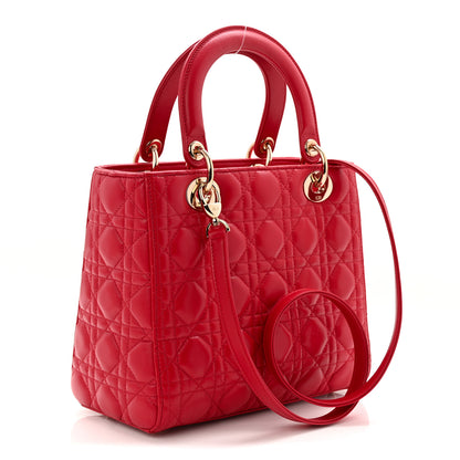 Christian Dior Lambskin Cannage Medium Lady Dior Red 3 of 10
